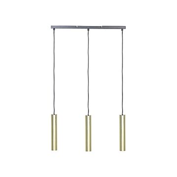 Hanging Lamp Brass Steel 100 Cm 3-light Round Shades Modern Design Kitchen Dining Room Beliani