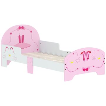 Aiyaplay Ballet Theme Toddler Bed Frame With Safety Rails For 3-6 Years, 144 X 76.5 X 60 Cm, Pink