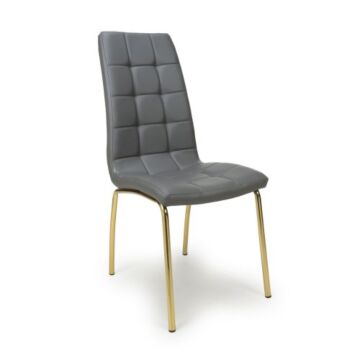 Jenner Leather Effect Grey/gold Dining Chair