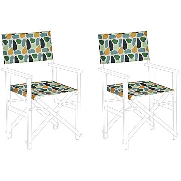 Set Of 2 Garden Chairs Replacement Fabrics Polyester Multicolour Geometric Pattern Sling Backrest And Seat Beliani