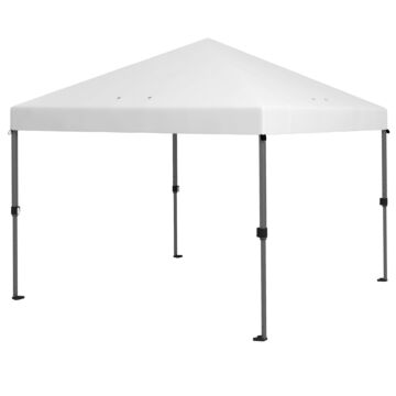 Outsunny 3 X 3(m) Pop Up Gazebo, 1 Person Easy Up Marquee Party Tent With 1-button Push, Adjustable Straight Legs, Wheeled Bag, Stakes, Ropes, Sandbags, Instant Shelter, White