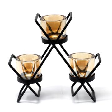Centrepiece Iron Votive Candle Holder - 3 Cup Triangle