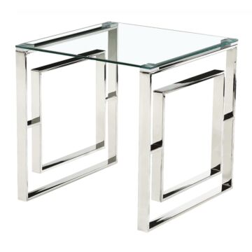 Memphis Silver Clear Glass Lamp Table