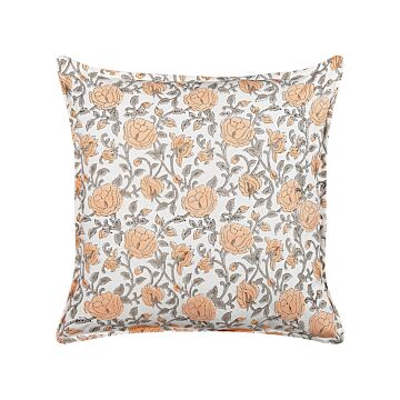 Scatter Cushion Multicolour Cotton Flower Pattern 45 X 45 Cm Decorative Tassels Removable Cover Decor Accessories Beliani