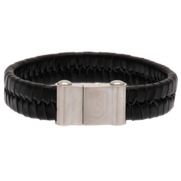 Fulham Fc Single Plait Leather Bracelet