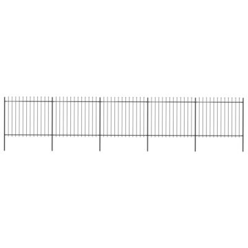 Vidaxl Garden Fence With Spear Top Steel 8.5x1.5 M Black