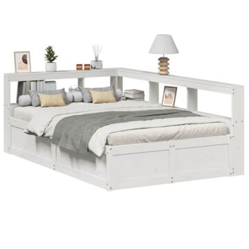 Vidaxl Bookcase Bed Without Mattress White 135x190cm Solid Wood Pine