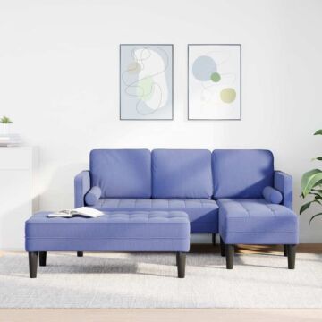 Vidaxl 2 Piece Sofa Set With Cushions Jeans Blue Fabric