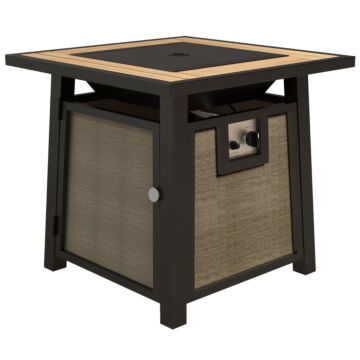 Outsunny 50,000 Btu Gas Fire Pit Table With Cover And Glass Beads, Brown