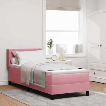 Vidaxl Box Spring Bed With Mattress Pink 80x200 Cm Velvet