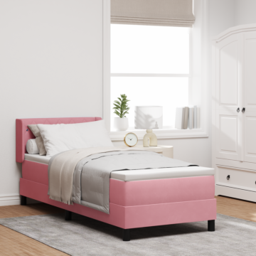 Vidaxl Box Spring Bed With Mattress Pink 80x200 Cm Velvet