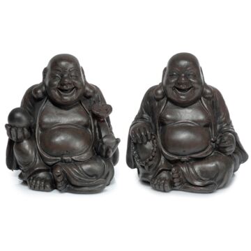 Decorative Ornament - Peace Of The East Wood Effect Mini Chinese Laughing Buddha