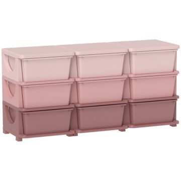 Homcom Kids Storage Unit, With Nine Drawers - Pink