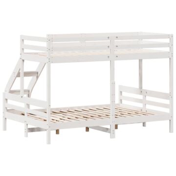 Vidaxl Bunk Bed 80x200/140x200 Cm White Solid Wood Pine