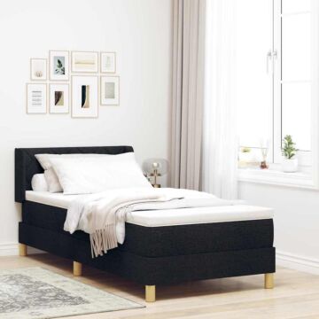 Vidaxl Box Spring Bed Height Adjustable Geometric With Headboard Manual Black 100 X 200 Cm Wood