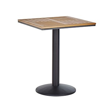 Garden Bistro Coffee Table Light Wood Square Top 60x60 Cm Black Metal Base