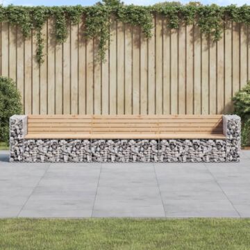 Vidaxl Garden Bench Gabion Design 347x71x65.5 Cm Solid Wood Pine