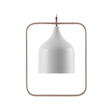 Ceiling Lamp White Metal 121 Cm Pendant Copper Frame Industrial Beliani