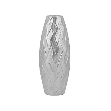 Flower Vase Silver Stoneware Bottle Shape Modern Glam Beliani