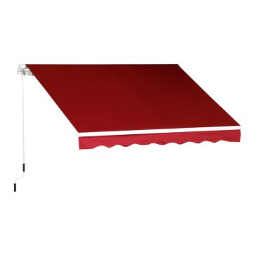 Outsunny Garden Patio Manual Retractable Sun Shade Patio Awning Outdoor Deck Canopy Shelter, 2.5mx2m (dark Red)