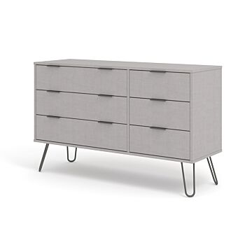 Augusta Grey 3+3 Drawer Wide Chest Of Drawers