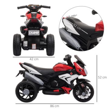 Homcom Kids 6v Battery Steel Enforced Motorcycle Ride On Trike Red