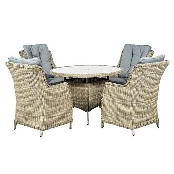 Wentworth 4 Seater Round Highback Comfort Dining Set 110cm Table With 4 Highback Comfort Chairs Including Cushions