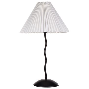 Table Lamp Grey Ceramic Base Fabric Linen Shade Bedside Table Night Light Beliani