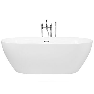 Freestanding Bath Glossy White Sanitary Acrylic Single 180 X 80 Cm Oval Modern Design Beliani