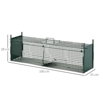 Pawhut 2-door Humane Live Trap For Small Animals, Animal Trap For Rat Mise Mink Rabbit Raccoon Gopher Squirrel, Dark Green