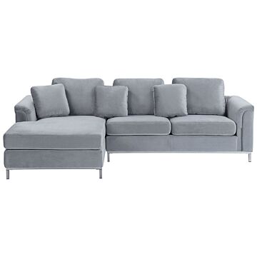 Corner Sofa Light Grey Fabric Upholstered L-shaped Right Hand Orientation Beliani