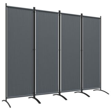 Outsunny 4 Panel Folding Garden Divider, 1.7m Privacy Screen With Wide Feet, Portable Freestanding Privacy Panel For Deck, Pool, Hot Tub, Dark Grey