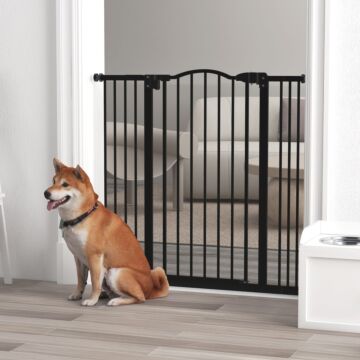 Pawhut Metal Pet Safety Gate Dog Gate Folding Fence, Black