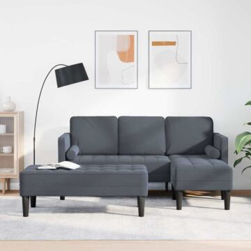 Vidaxl Garden Sofa With Bench And Cushions L-shaped Dark Grey Velvet