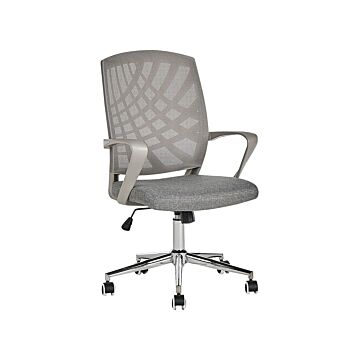 Office Chair Grey Polyester Mesh Swivel Desk Computer Adjustable Height Beliani