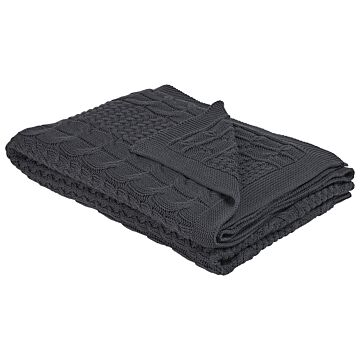 Blanket Grey Cotton 140 X 170 Cm Bed Throw Beliani