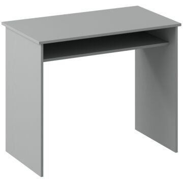 Homcom Modern Computer Desk, Home Office Table, Small Writing Desk With Storage Shelf, 90 X 50cm, Grey