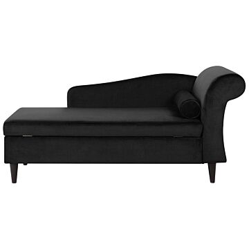 Chaise Lounge Black Velvet Upholstery With Storage Right Hand With Bolster Beliani