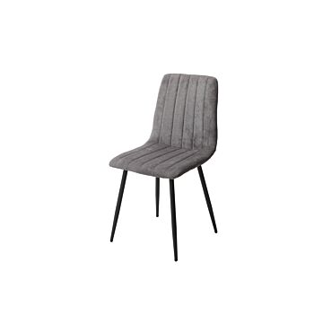 Aspen Straight Stitch Grey Dining Chair, Black Tapered Legs (pair)