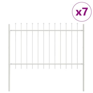 Vidaxl Garden Fence With Spear Top - White, 11.9 X 0.8 M, Made Of Steel