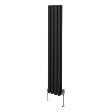 Oval Column Radiator & Valves - 1600mm X 240mm – Black