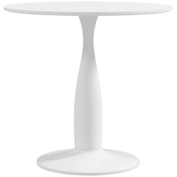 Homcom Round Dining Table, Modern Dining Room Table With Steel Base, Non-slip Foot Pad, Space Saving Small Dining Table