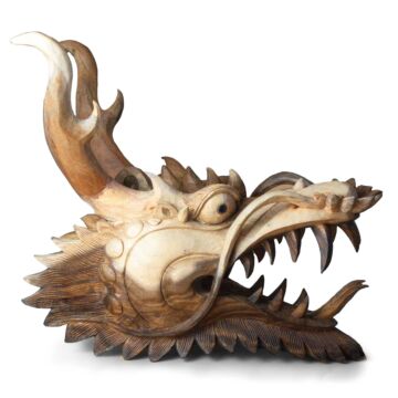 Live Size Dragon Head Carving - 30cm