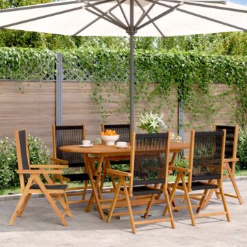 Vidaxl Reclining Garden Chairs 6 Pcs Black Solid Wood Acacia