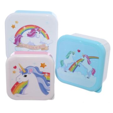 Lunch Boxes Set Of 3 (s/m/l) - Enchanted Rainbow Unicorn
