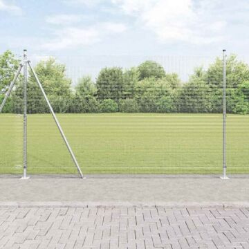 Vidaxl Welded Wire Fence With 13 Flanged Posts 1.5x50 M Galvanised Steel