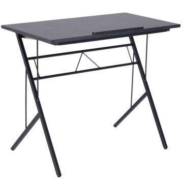 Vinsetto Computer Desk Writing Workstation Art Drawing Drafting Board Craft Table Tiltable Tabletop Adjustable Height Black 90l X 50w X 76-116.5h Cm