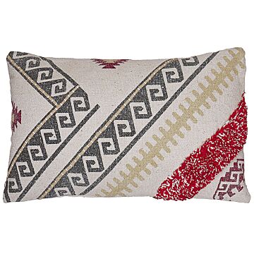 Scatter Cushion Multicolour Cotton 30 X 50 Cm Geometric Pattern Handwoven Removable Covers With Filling Boho Style Beliani