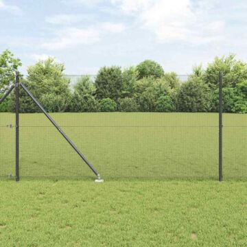 Vidaxl Welded Wire Fence With 13 Spike Posts Grey 1.2x50 M Steel
