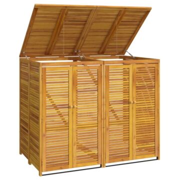 Vidaxl Double Garbage Bin Shed 140x89x117 Cm Solid Wood Acacia